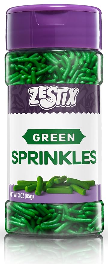 Green Sprinkles – 3 oz Bottle Green Jimmies for Decorating Cookies, Cupcakes & Cakes | Perfect Dessert Topping for Baking, Holidays & Parties