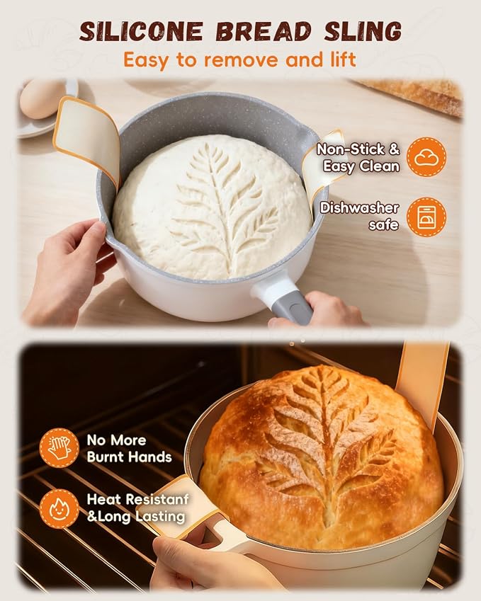 Complete Sourdough Starter Kit for Beginners & Bakers | Sourdough Bread Baking Supplies with Round Banneton Bread Proofing Basket, Bread Sling, Starter Jar, Dough Whisk, Scrapers, Bag & Manual