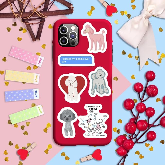 100Pcs Poodle Stickers for Water Bottle and Laptop - Poodle Party Supplies & Decorations, Waterproof Vinyl Decals, Cute Dog and Pet Stickers, Gifts for Women & Men
