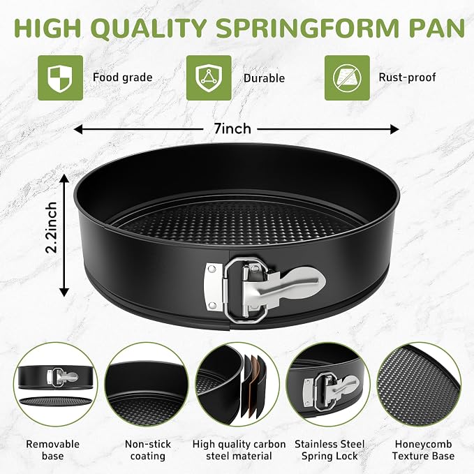 ZeroPone 7 Inch Springform Pan with Removable Bottom, Non-stick Round Spring Form Cake Mold Cheesecake Pan For Baking