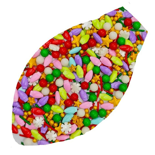 Edible 4.6 oz Colorful Christmas Lights Sugar Sprinkles, Candy Bulbs for Xmas Cake Decorating and Cupcake Toppers, Cookie Decoration, Ice Cream Topping