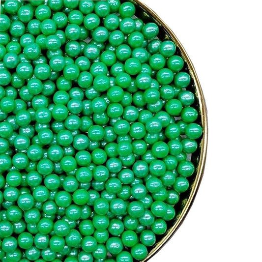 Christmas Green Sprinkles for Cake Decorating 130g 4.6OZ, Edible Pearls,Cake Sprinkles,Cookie Sprinkles,Sugar Pearl, Edible Candy Pearls for Cake Cupcake Decorationg (7mm-Dark Green)