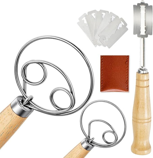 3 Pcs Bread Lame Baking Tools, Premium Dough Scoring Knife, Stainless Steel Sourdough Slashing Tool (2 Pastry Whisks and 1 Bread Lame)