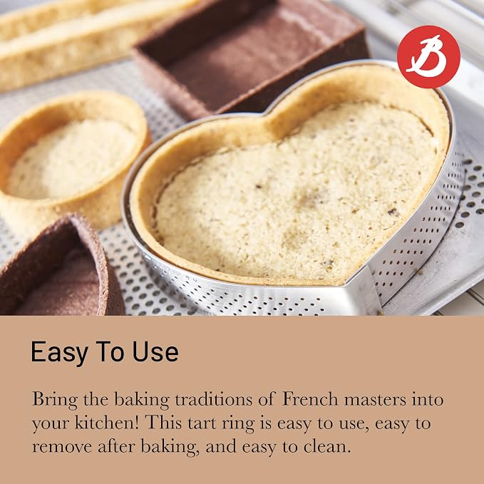 de Buyer Perforated Rectangular Tart Ring - 4.7” x 1.6” x 1.5” - Perfect for Baking Beautifully Crisp Tarts - Easy to Use & Clean - Made in France
