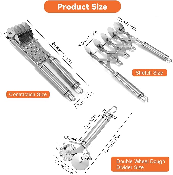 Ragyzity 5 Wheel Pastry Cutter, Stainless Steel Pizza and Dough Tool, Multi-Round Pastry Knife Baking Cutter with Double Wheel Dough Divider, Heavy Duty Pastry Wheel with Ergonomic Handle