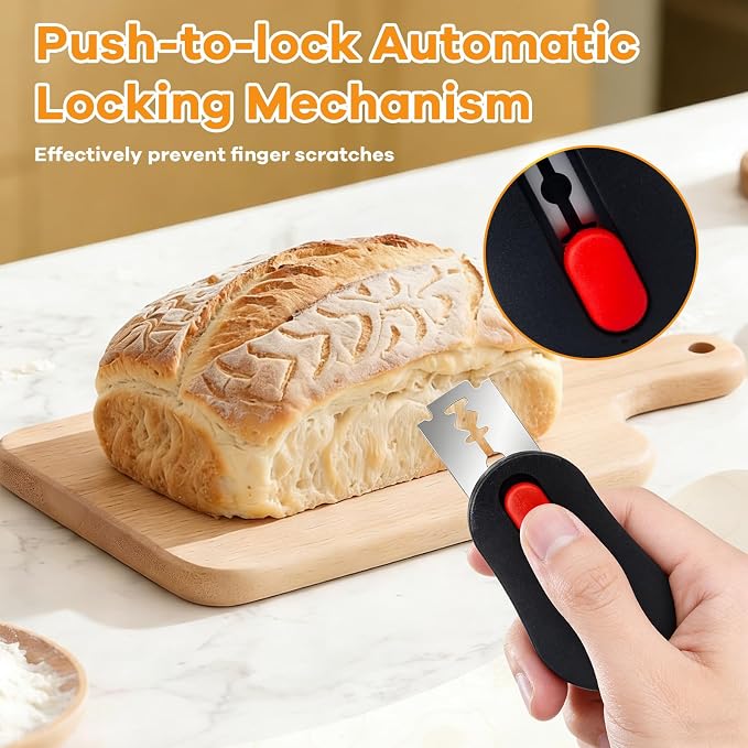 2 Pcs Bread Lame Sourdough Scoring Tool, Magnetic Bread Scoring Tool for Bread Baking, Bread Razor for Homemade Bread, Sourdough Bread Scorer Tool, Includes 12 Razor Blades