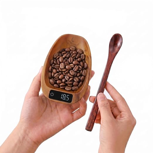 Portable Coffee Scale Mini Electronic Gram Scale Rechargeable Digital Scale for Home Office Coffee Making & Kitchen Use (Brown)