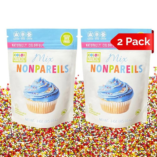 Color Kitchen Rainbow Nonpareils Sprinkles And Dot Sprinkles For Cake Decorating, Dot Cake Sprinkles For Cookies, Cupcakes, Ice Cream And Desserts - 3 Oz (2 Pack)