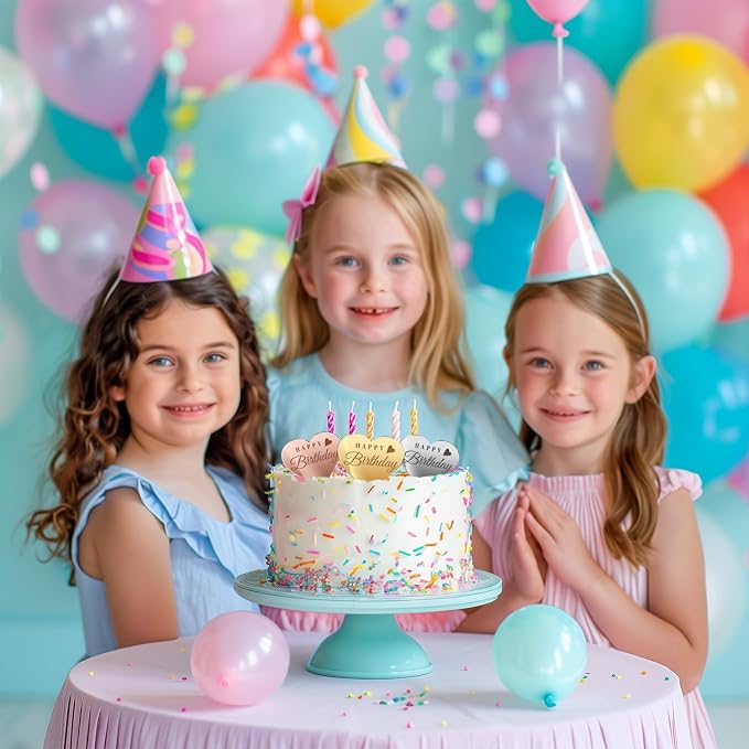 45PCS Happy Birthday Cake Toppers, Mirror Acrylic Cupcake Toppers 3 Multi-shape & 3 Different Color Custom Cupcake Picks for Birthday Party Anniversary Pastries Decorations