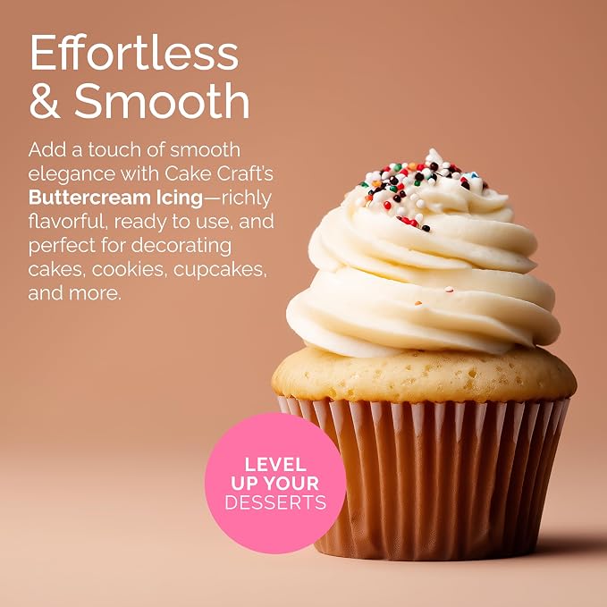 Cake Craft Buttercream Icing – 3.5 lb Tub | Ready-to-Use Frosting for Cakes, Cupcakes, Cookies & More | Super Smooth Texture | No Prep Required | Vanilla Flavor