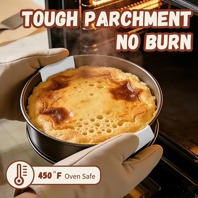 Disposable Parchment Paper for Sourdough Baking, GIGYES Bread Sling for Dutch Oven, 8" Round Parchment Paper with Long Handles for air fryer, Easy-Lift, Non-Stick, Odor-Free, White