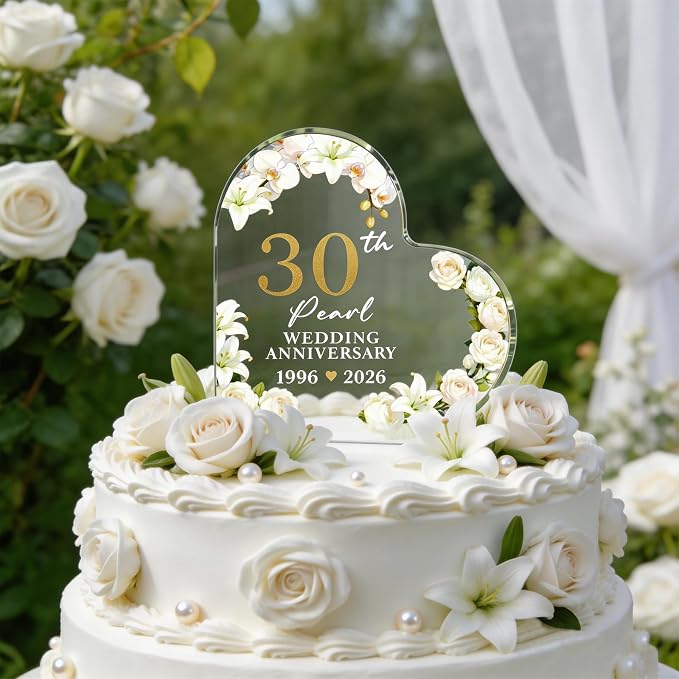 30th Wedding Anniversary Acrylic Cake Topper,30th Anniversary Decorations & Keepsake Gift for Couples(30th Anniversary)