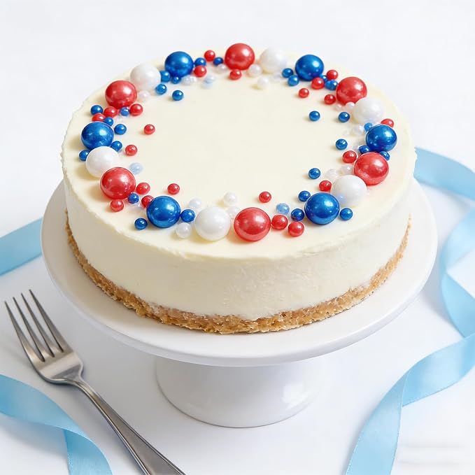 Sentovac Red White and Blue Pearls Sprinkles Edible Patriotic Sprinkle for Cake Decorating Candy Cookie Baking 4th of July Memorial Independence Day Decorations