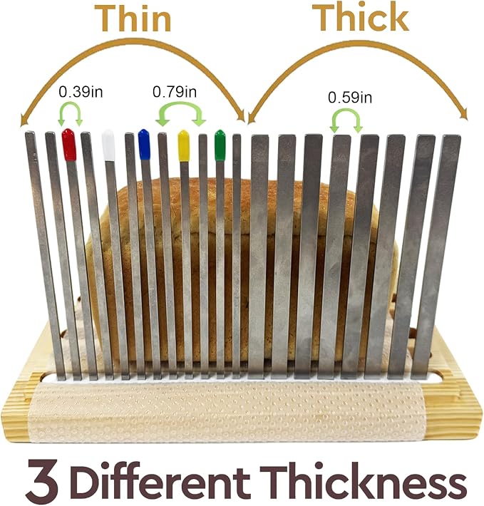 7L Wooden Bread Box, Stainless Steel Bread Slicer, 20 Protective Liners | 2 Thickness Slicing Guide, 9in Adjustable Crumb Tray, 1 Bread Stopper, for Sourdough, Homemade Bread