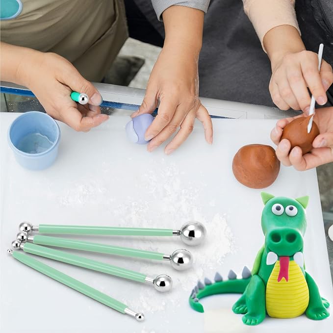 Cake Decorating Metal ball Fondant Pan Flower Clay Sugar Craft Ball Model DIY Tool (Light green)