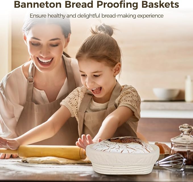 12 Pcs Banneton Bread Proofing Baskets, 10" Oval Sourdough Baking Bowls with Removable Cloth Liners, Rattan Bread Baskets for Even Fermentation, Ideal for Beginners and Pros