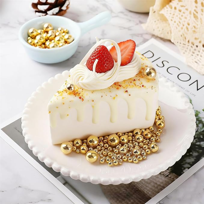 CandiJumpin Edible Pearls for Cake Decorating, Metallic Gold Pearl Sprinkles Gold Sugar Pearls Edible Cake Decorations Pearl Sugar Sprinkles Cupcake Toppers Baby Shower Party Birthday Wedding Christmas Supplies 3 OZ