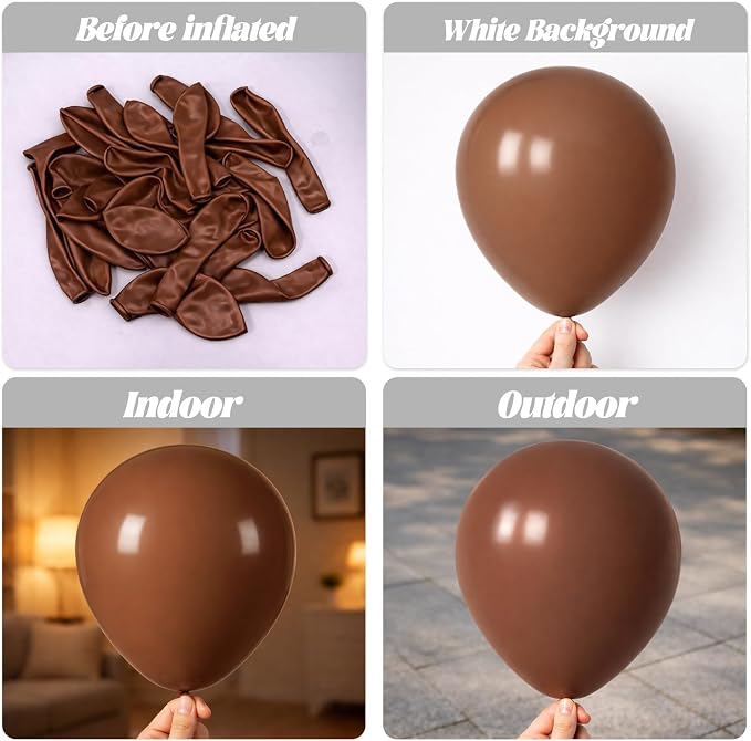 Voircoloria 90pack Coffee Balloons Different Size 18/12/10/5 Inch Coffee Balloon Garland Arch Kit for Graduation, Wedding, Birthday, Thanksgiving Day Party, Baby Shower, Anniversary Party Decorations