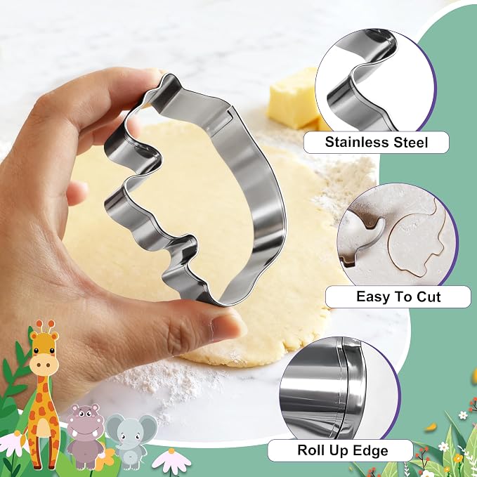 Animal Cookie Cutter Set - 12Pcs Mini Cookie Cutters Variety Pack with Dough Scraper, Stainless Steel Cookie Mold for Biscuits, Fondant, Sandwiches and Pancakes