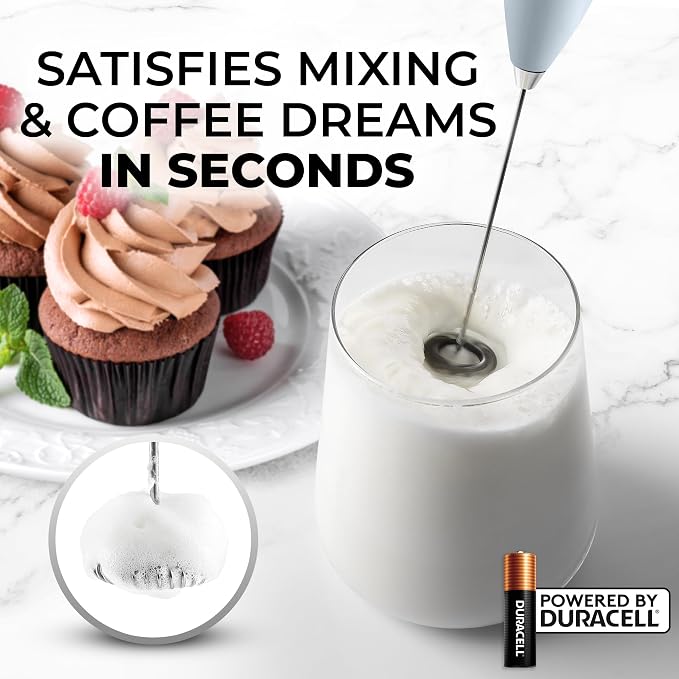 Zulay Powerful Milk Frother for Coffee with Upgraded Titanium Motor - Handheld Electric Whisk, Milk Foamer, Mini Mixer & Coffee Blender for Frappe, Latte, Matcha, No Stand - Storm