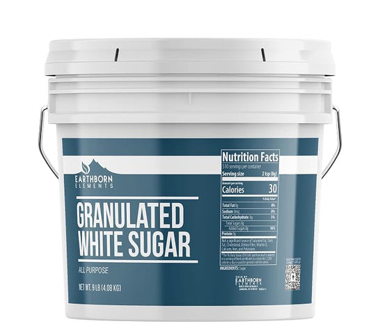 Earthborn Elements Granulated White Sugar 1 Gallon Bucket, Baking and Kitchen Staple, Non GMO (144 Ounce)