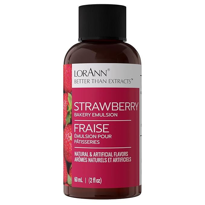 LorAnn Oils Strawberry Bakery Emulsion: True Essence, Ideal for Boosting Fruit Tones in Cakes, Cookies & Desserts, Gluten-Free, Keto-Friendly, Extract Substitute Essential for Your Kitchen, 2 Oz