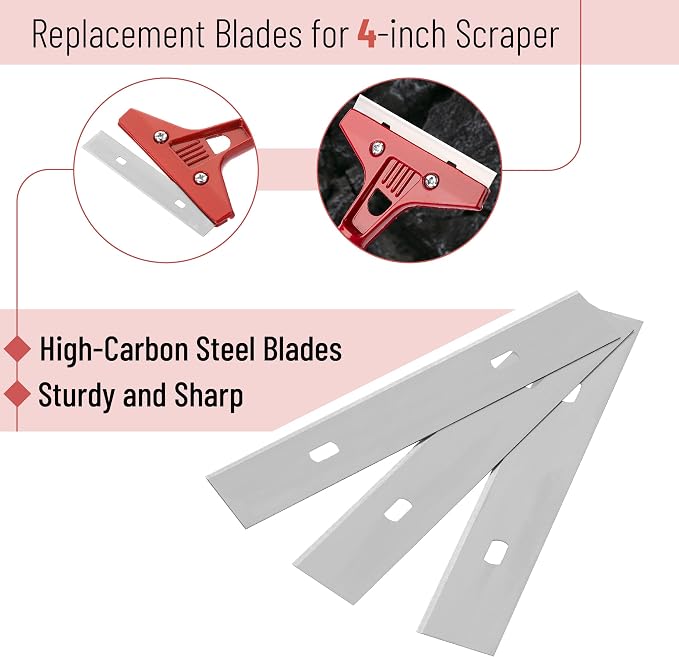 Bates- Replacement Scraper Blades, 4 Inch, 100 pcs, Scraper Blades, Floor Scrapper Blade, Replacement Razor Blades, Carbon Steel Razor Blades, Paint Scraper Blades, 4 Inch Scraper Blades