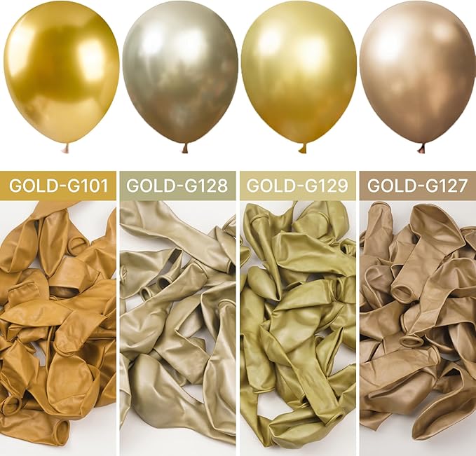 PartyWoo Gold Balloons 100pcs Different Sizes of 36 18 12 10 5 Inch Gold Balloon Arch Kit Garland for Birthday Wedding Anniversary Baby Shower Graduation Retirement Casino Party Decorations Gold-G101