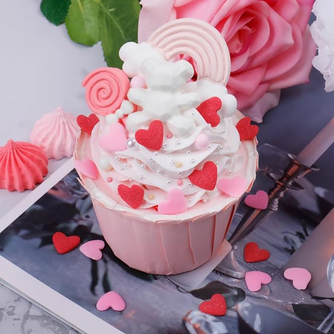 Heart Sprinkles Edible, Mothers Day Sprinkles for Cake Decorating 100g/3.53oz, Valentines Sprinkles, Red and Pink Heart Shaped Sprinkles for Baking, Ice Cream, Cookies, Cupcake Toppers