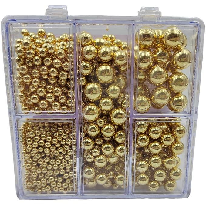 Gold Pearl Sprinkles for Cake Decorating, 4 Sizes Mix Size Sugar Pearls for Cupcake Topper, Ice Cream, Donuts, Baking Decoratings (2mm, 4mm, 7mm, 10mm)