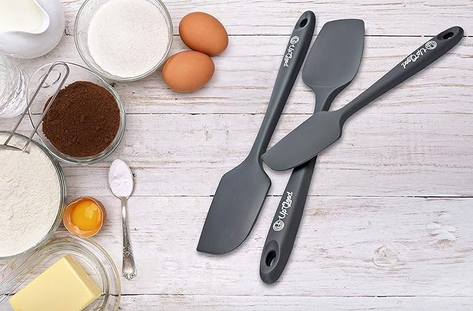 UpGood Silicone Spatula Set 600°F - High Heat Resistant Nonstick, Small and Large Kitchen Spatulas - Flexible BPA Free Professional Grade Cookware - Utensils for Cooking, Baking, Mixing(3 Pcs, Grey)