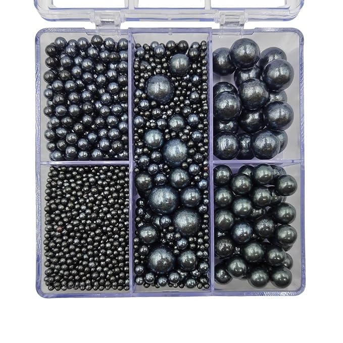 Edible Black Pearl Sprinkles for Cake Decorating, Mixing 4 Sizes Black Sugar Cupcake, Ice Cream, Donuts, Macaron Toppings Supplies 90g/ 3.17oz