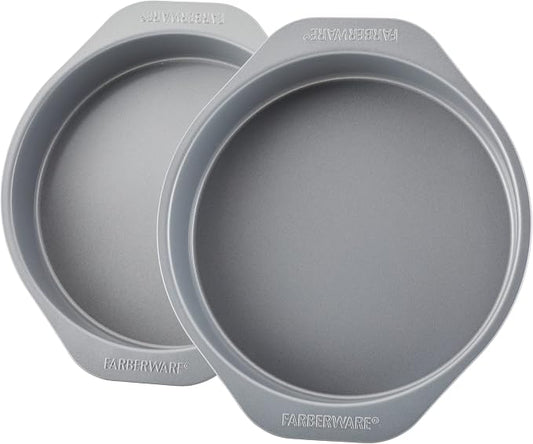 Farberware Golden Bake Bakeware Nonstick Round Cake Pan Set, 2-Piece, Gray