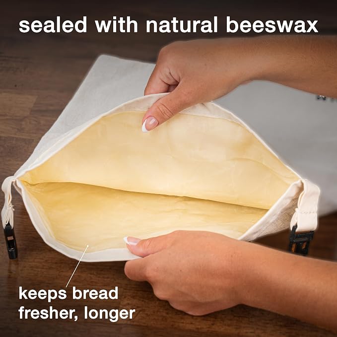 Reusable Linen Bread Bag with Beeswax Lining | Plastic-Free Food Storage for Sourdough, Baguette, Artisan Loaves | Eco Friendly | Zero Waste Kitchen Bag | Calm Organics
