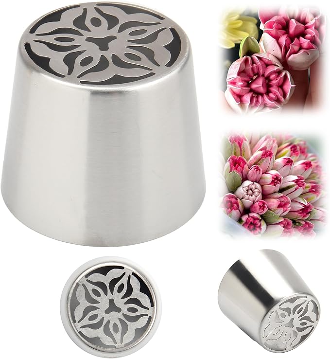 5pack Russian Piping Flower Nozzles Extra Large, Stainless Steel Rose Floral Piping Nozzles for Cake Decorating Icing, Cream Flower Bouquet DIY Cookies, Desserts Baking Tools (XXL, 5B）