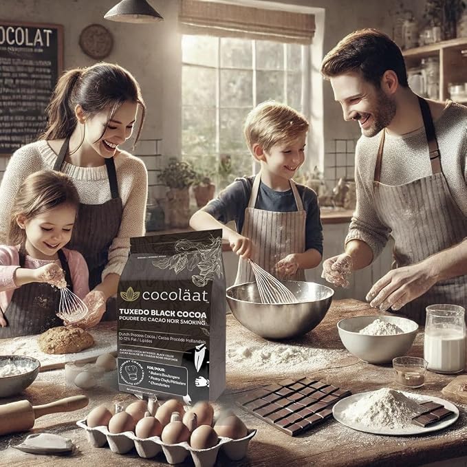 Cocoläat Tuxedo Black Cocoa Powder | Culinary Grade for Bakers & Pastry Chefs | Natural Substitute For Black Food Coloring | Dutch Cocoa With Strong Chocolate Taste | Resealable Pouch | 12 oz, 340 g