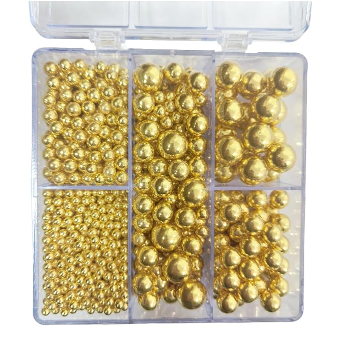 Edible Gold Pearl Sprinkles for Cake Decorating, Mixing 4 Sizes Sugar Cupcake, Ice Cream, Donuts, Macaron Toppings Supplies 90g/ 3.17oz