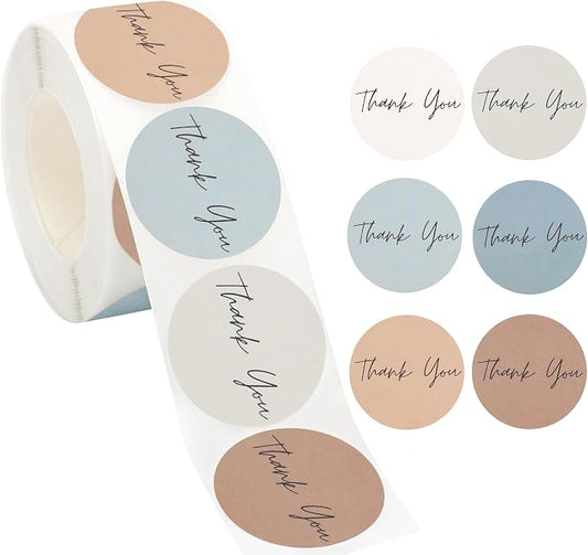 Thank You Stickers Small Business 1000pcs 1'' for Supporting My Small Business Stickers Labels 6 Colors Self-Adhesive Labels for Gift Bags Packaging Round Sticker Tags for Shopping (Morandi)