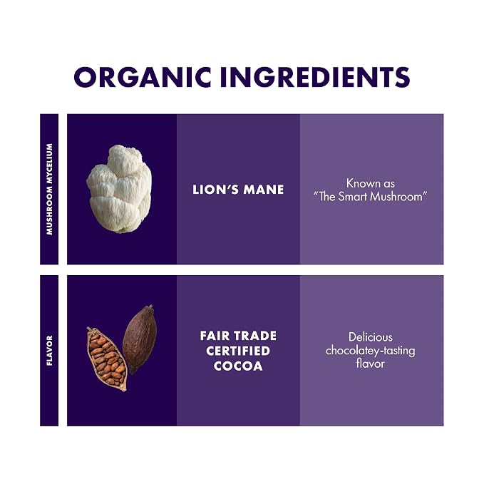 Host Defense MycoBrew Cocoa - Cocoa Drink Mix Includes Lion's Mane Mushroom Powder - Superfood Powder Drink Mix with Fair Trade Certified Chocolate - 10 Packets (10 Servings)