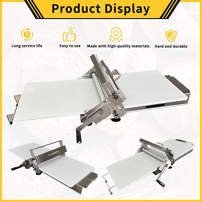 Dough Sheeter Machine for Home, Type 300 Manual Pastry Roller & Croissant Dough Laminator, Countertop Stainless Steel Laminadora de Masa for Pizza, Cookies, and Bread