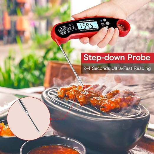 Meat Thermometer Digital, Instant Read Meat ThermometerI Probe for Grill and Cooking, Waterproof Food Thermometer for Kitchen and Outside, BBQ, Air Fryer, Turkey, Candy, Liquids, Beef