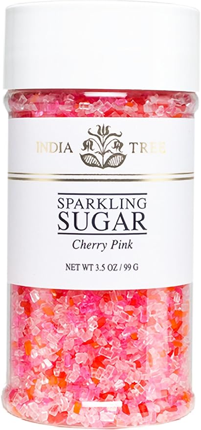 India Tree Cherry Pink Sparkling Sugar, 3.5 oz | Vibrant Multi-Color Blend for Baking & Decorating