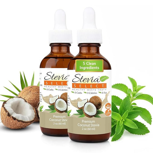 Stevia Select Coconut Pure Stevia Extract - Zero Calorie Sweetener - All Natural Liquid Stevia Extract - Keto Sugar Liquid - Keto Sweetener & Sugar Alternative 2 Oz (2 Pack)