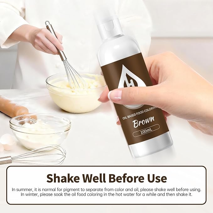 Brown Oil Based Food Coloring for Chocolate – Herbeklab 100ml Professional Concentrated Oil Food Dye for Candy Melts, Chocolate, Cake Pops, Strawberries & Baking
