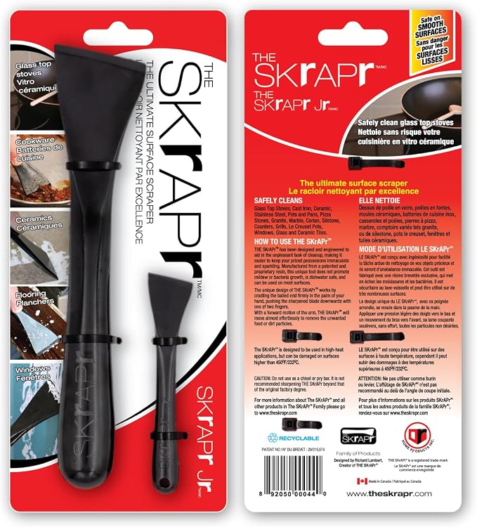 Plastic Scraper Tool, 2 Pack, Non-Scratch, 1.7 Inch Wide Blade, Long Ergonomic Handle, Heat Resistant (460F), Dishwasher Safe - Clean Ovens, Countertops, Hard Floors, Walls, and Windows
