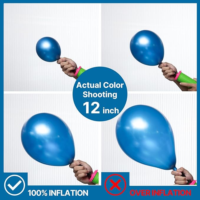 PartyWoo Metallic Blue Balloons 100pcs Different Sizes of 36 18 12 10 5 Inch Chrome Blue Latex Balloons for Graduation Wedding Baby Shower Wedding Bachelorette Birthday Party Decorations Blue-G106