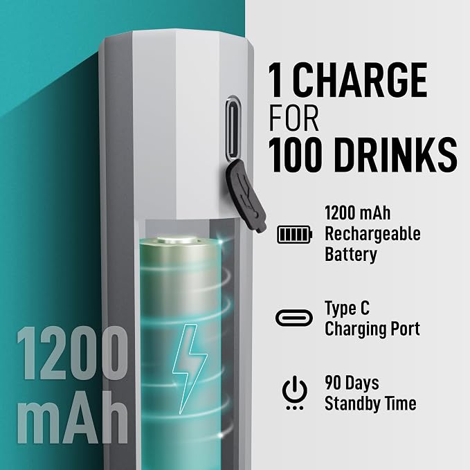 Zulay Froth N Go Milk Frother – Rechargeable 3-in-1 Handheld Frother Wand with Travel Case & USB-C Charger – Single, Double & Egg Whisk for Latte, Cappuccino, Matcha, Protein Shakes - Elegant Silver