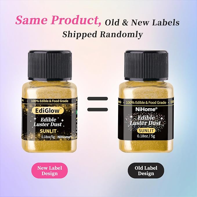 NiHome Edible Food-Grade Glimmer Powder Glitter Luster Dust Metallic Food Decorating Sprinkle Glimmery Dust for Drink Wine Beverage Cake Candy Dessert Bakery Restaurant Vegan (0.18oz/5g, Girl Pink)