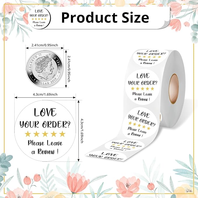 500 PCS Please Leave a Review Cute Small Business Stickers, Thank You Sticker, Bakeries Packaging Envelopes Sticker, Mail Envelopes Shipping Stickers for Small Business