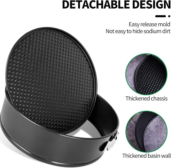 3-Piece Springform Pan Set, 4/7/9 Inch Nonstick Cheesecake Pans with Removable Bottoms, Leakproof Round Baking Pans for Oven, Includes 50 Parchment Paper Liners